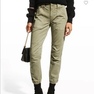 Frame Denim Washed Aloe Trapunto Moto Pants with banded Bottom Sz 26